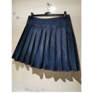 Burberry Blue A-Line Pleated Skirt